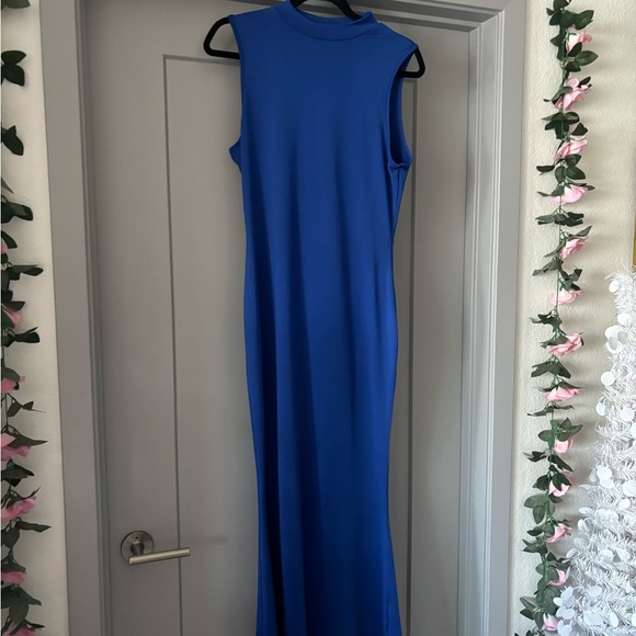 Royal Blue Maxi Dress High Neckline - Picture 2 of 6